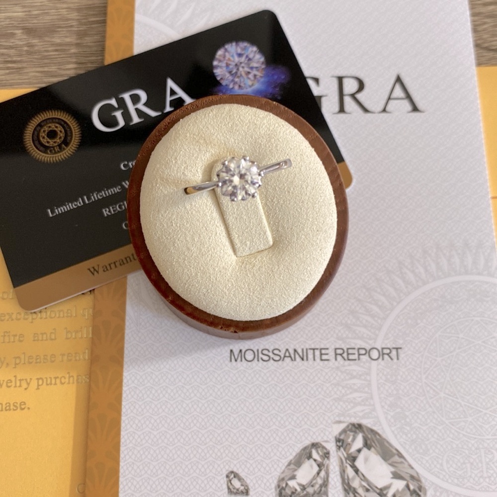 1CT Platinum GRA Moissanite Diamond Ring S925 NEW - Picture 6 of 9
